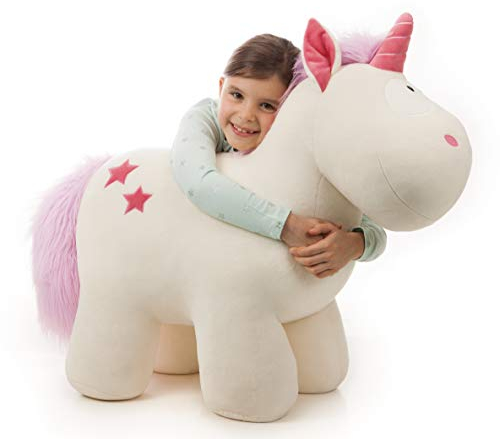 NICI 40126 NICI Sitztier Einhorn Theodor 80 cm I Einhorn Reittier für Mädchen, steht sicher und trägt Personen bis zu 100 kg – Designed in Germany