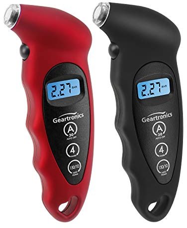 Geartronics Digital Tire Pressure Gauge 150 PSI 4 Settings with Backlight LCD Tire Gauge for Cars, Motorcycles and Bikes with Non-Slip Grip, 2 Pack