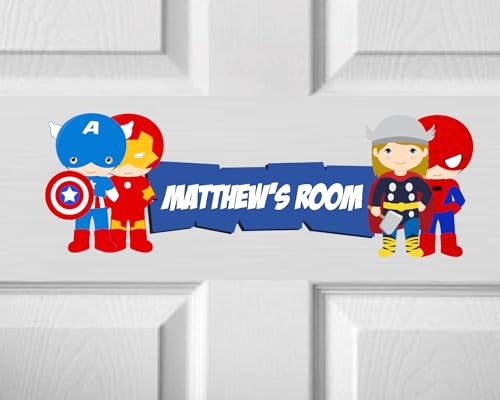 Personalised Superhero Bedroom Door Sign Art Vinyl Stickers Kids