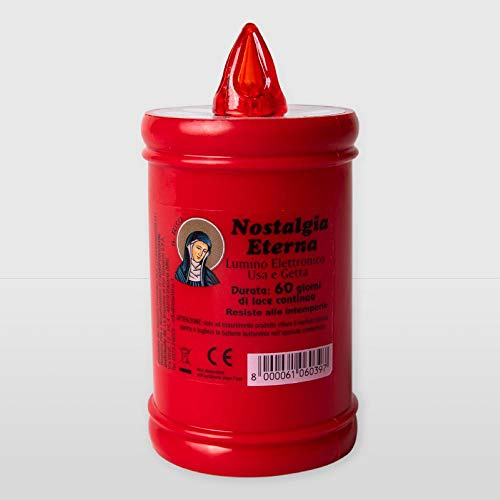 La Briantina Elektrisches LED-Teelicht für den Innenbereich, Lebensdauer 60 Tage, Rot mit festem Licht, 10,5 x Ø 6,5 cm