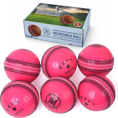 Mjuka cricketbollar – färdigheter cricketbollar för övning och träning för alla åldrar spelare (rosa)