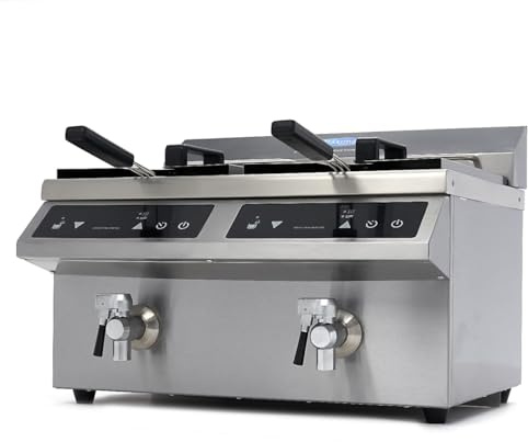 Maxima Friteuse - 2 x 8 L - 2 paniers - induction - avec robinet de vidange