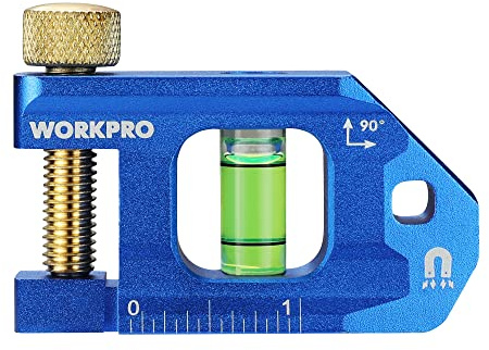 WORKPRO Conduit Bending Level, Small Torpedo Magnetic Level, Bubble Vial for 90° Measurement, Aluminum Alloy Construction, 2.5-inch, Cobalt Blue