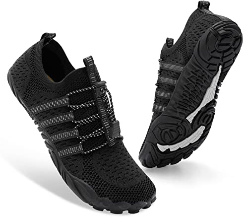 XIHALOOK Barefoot Hiking Sports Sandals Womens Mens Slip on Swim Aqua Water Sports Shoes Beach Walking Shoes Black, 12 Women/11 Men
