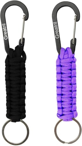 GREATRIL Paracord Schlüsselanhänger Karabiner Karabinerhaken D Ring Schlüsselband Personalisiert Schlüsselring für Draussen Motorrad Auto Camping Wandern Hunde Spazieren