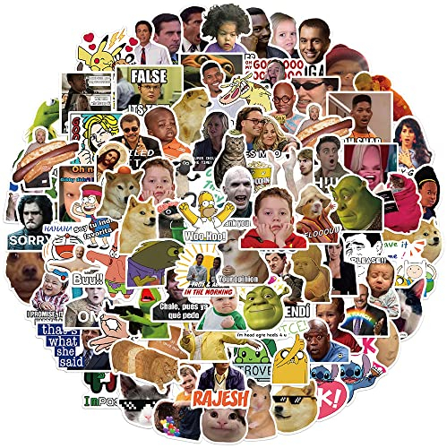 Lustig Meme Aufkleber für Laptop(100 PCS),Geschenk für Kinder Teens Erwachsene Jungen,wasserdichte Classic Meme Aufkleber für Wasserflaschen,Vinyl Stickers für Scrapbook,Skateboard,Auto