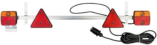 AUTOLIGHT 24 Anhänger Stangenleuchte Teleskop 1–1,6m – Rückleuchten Set 12V, 7-pol Stecker, 7,5m Kabel, E-Prüfzeichen, Ausziehbare Anhängerbeleuchtung mit Kennzeichenlicht & Rückstrahler