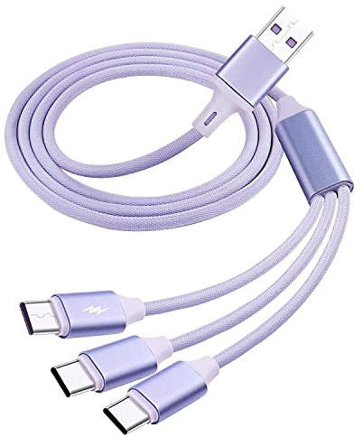 XMSJSIY 66W USB zu USB C Kabel 6A Schnellladekabel 3 in 1 Splitter Kabel Typ-A Stecker zu Typ-C Stecker Multi-Ladekabel Verlängerungskabel für Handy, Tablets - 1.5M / 4.92 Fuß