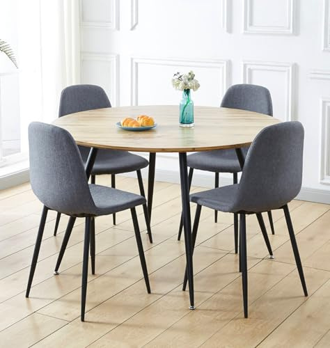 Hallowood Furniture Cullompton Round Wooden Dining Table and Chairs Set 4
