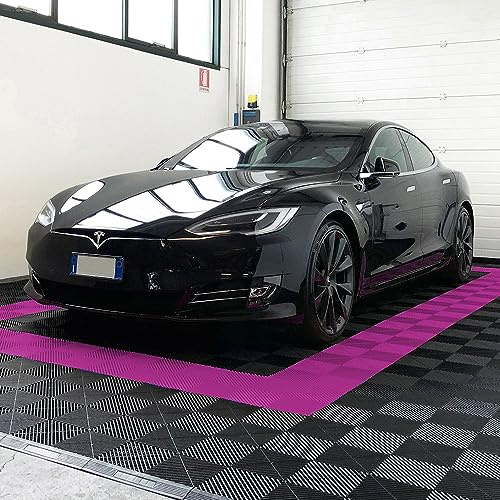 SOGI PAV-03-FU Set PP Bodenfliesen für Werkstatt, Garage - 40 x 40 cm - 1 qm - 10 qm - 50 qm - 100 qm - Farbe Fuchsia (1 m² = 6 Fliesen)