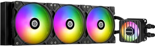 ENERMAX LIQMAXFLO 420mm Refrigeración Líquida CPU AIO - Bomba de Doble Cámara de Alto Rendimiento - ARGB VRM Ventilador - 420W+ TDP - 3x 140 PWM ARGB Silencio Ventilador - LGA 1700 y AM5/AM4 – Negro