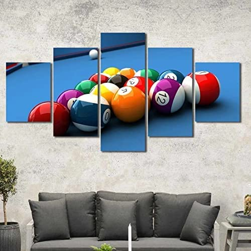 5 Teilig Leinwandbilder Kunstdrucke Gemälde 5 Teilig Leinwand Pool-Billard (Ungerahmt 150 X 80 Cm) Leinwand Wohnzimmer Dekoration Modular Gedruckte Leinwanddrucke Kreatives Geschenk Schlafzimmerbüroh