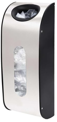 Qivine Müllsackhalter Wand, Silber Kunststoff Selbstklebende Müllbeutelhalter mit Sichtfenster, Plastiktüten Einkaufstüten Aufbewahrung Müllsack Spender für Zuhause Küche