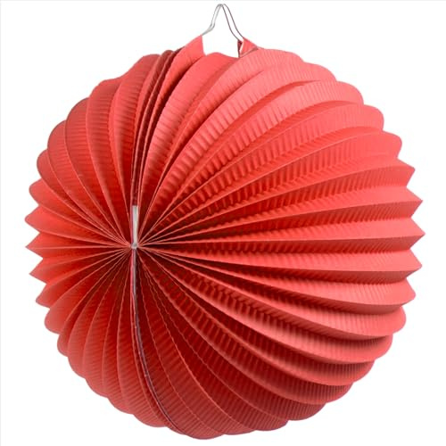 24 Unidades de farolillos de Papel Redondo de Color Rojo de Ø 21,5 cm - Farolillos Colgante de Papel, decoración Fiesta Boda, cumpleaños, Primavera, Feria, comuniones.