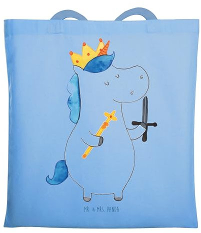 Mr. & Mrs. Panda Tasche Einhorn König mit Schwert - Geschenk, Tote Bag, Shopping, Unicorn, Laptoptasche, Einhörner, Mittelalter, Ritter, Schultasche, Tüte