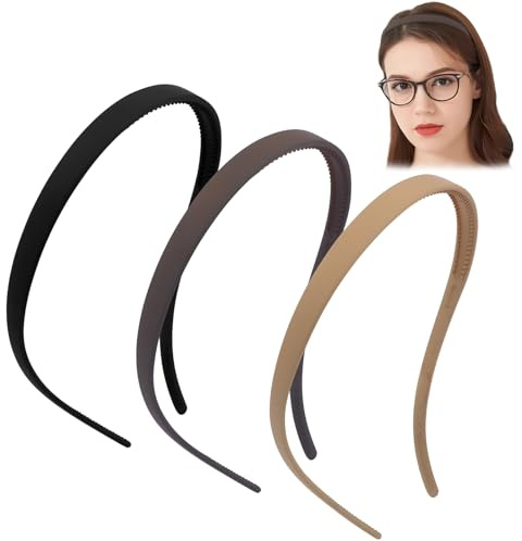 TOBATOBA Flex No Pressure Headbands, Headbands for Glasses Wearers, Sunglasses Headband Comfortable No Headache Headband, Matte Plastic Hair bands with Teeth, Non Slip for Women Girls