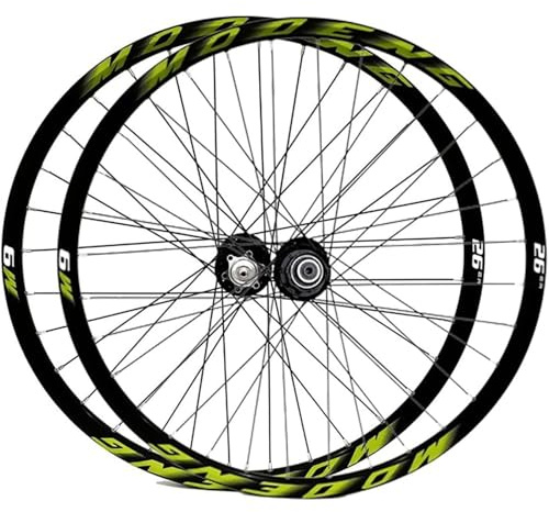 KUNYOS Mountainbike-Laufradsatz 26 27.5 29 Zoll MTB-Laufradsatz Schnellspanner Scheibenbremse 32H Felge Vorne Hinten Räder Für 8/9/10/11 Gang Kassette,Grün,27.5inch
