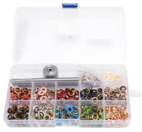 Sunicon Ösenzange Set, 8mm 8 Farben Ösen Scheiben Ösenzange Grommet Werkzeug kit Ledernieten Druckknöpfe mit Installationswerkzeugen für DIY Clothing, Zelt, wasserdichte Plane, Leder