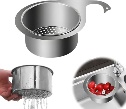 NEERIX Neuestes Schwanenförmiges Siebkorb Set aus Edelstahl,2024 Multifunktionaler Abflusskorb,Eckspüle Sieb für Küchenspüle,Lebensmittel Filter,Platzsparend,leicht zu reinigen(22.5×6×14cm)