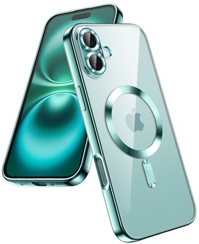 JETech Magnetische Hülle für iPhone 16, Blaugrün | Kompatibel mit MagSafe, Kameraschutz, Galvanisierter TPU-Rahmen, Stoßschutz