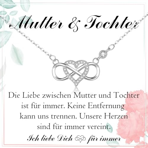 PDTU Geschenk für Frauen Mutter Tochter Oma Enkel Tante Nichte Schwester, Kette Unendlichkeitszeichen zum Muttertag Geburtstag Weihnachten Hochzeit Abschluss