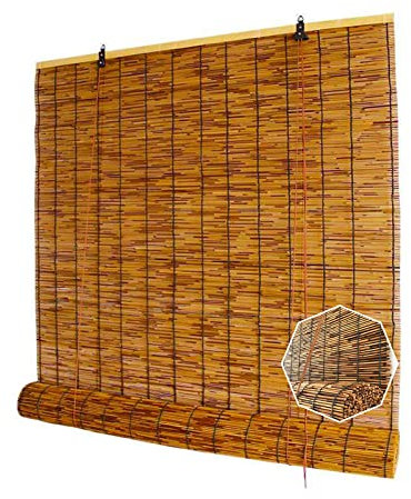 Außenrollos aus Schilf, Raffrollos, Lichtfilternde Rollos, Atmungsaktive Jalousien Für Fenster, Für Terrassen, Pergolen, Veranden, Retro-Schilfvorhang, Wasserdicht, Karbonisiert-B150xH280cm/