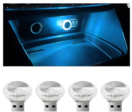 CGEAMDY 4 pezzi luce per atmosfera USB auto, luci d'atmosfera a LED automatiche per la notte, luci LED per interni auto USB, luci d'atmosfera per interni auto, luce d'atmosfera per interni auto
