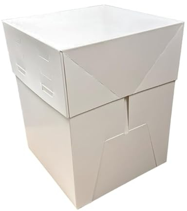 LARRYROO Pack of 5 x Tall Cake Box Extra Deep, Ideal for High Celebration, Wedding, Birthday Cakes in Range of Sizes (12 - Adjustable Height)