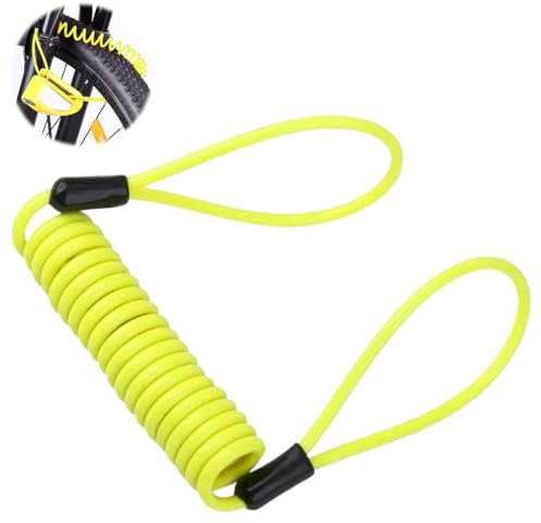 1PCS Motorcycle Disc Lock Reminder Cable Yellow Disc Lock Reminder Cable for Motorcycle Alarm Disc Brake Lock Warning Cable Anti Heft Security Spring Reminder Coil Cable