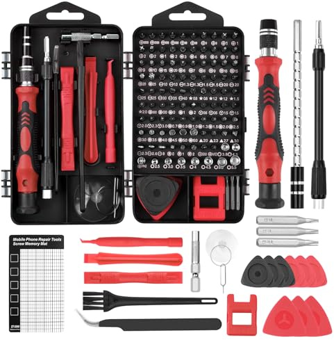 OSDUE 124 i 1 Skruvmejselset, Professionell Skruvmejsel Mini Magnetic Reparation Glasögon Set Elektronisk Klocka Precision Skruvdragare Demontering Verktyg för PS4 Switch Röd
