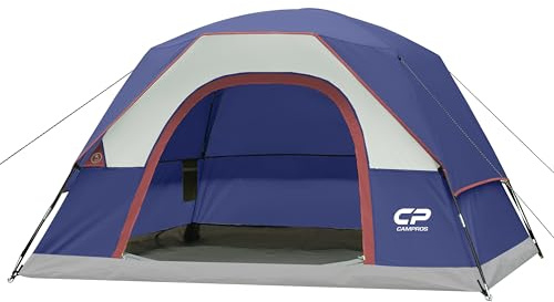 CAMPROS CP 4 Person Camping Tent, Waterproof Dome Tent with Rainfly, Easy Setup Portable Tent with Mesh Window & Carry Bag for Camping