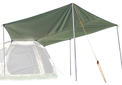 Qunature Zeltzubehör Zeltplane für Kuppelzelt Wasserdicht Zelt Pop up Trekking Zelt Tragbar Sonnenschutz Ultraleicht Zeltplane 250 * 236cm(Nur Zeltplane, kein Zelt im Lieferumfang enthalten)