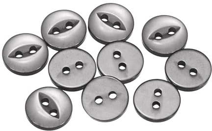 QUARKZMAN 10pcs Botones de Costura Redondos Grises de 16L 10mm 3/8 Resina 2 Agujeros Ojo de Pez para Manualidades Botón de Repuesto para Pantalones Vestidos Faldas Ropa Cierre de Botones