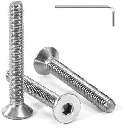 Tunejoy Viti a Testa Svasata M4 x 30 mm Vite a testa svasata Brugola Bulloni in Acciaio Inox A2 V2A Viti a Testa Piatta Norma DIN 7991 con Chiavi a Esagono Filettatura Completa 30 pezzi