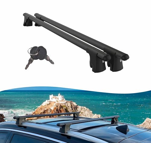 Premium Roof Rack For Mitsubishi Outlander 2013-2020, Lockable, Flush Rails | Axenture Heavy-Duty Black Aluminium Roof Bars, 2 Pcs, Aerodynamic Design, T-Slot, Roof Tent Compatible