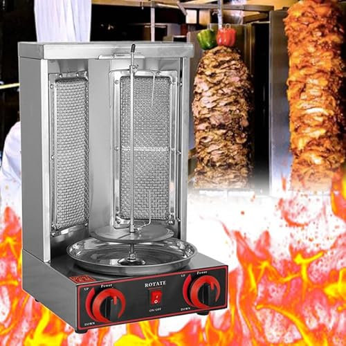 WEIMILOR Máquina para shawarma, Parrilla para Doner Kebab, asador Giratorio a Gas propano, Parrilla Vertical con Cuerpo de Acero Inoxidable para restaurantes, cenas, cocinas caseras,Gas
