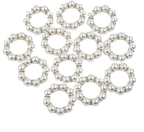 Elegante Serviettenringe mit Perlen-Design, für Hochzeit und Party, Tischdekoration, 12 Stück