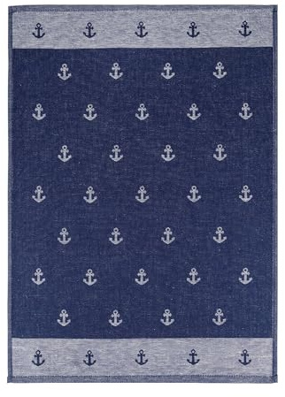 Kracht Halbleinen Geschirrtuch Anker Maritim 50x70 cm Blau