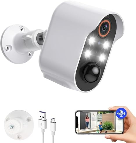 Seymal Security Camera, 1080p Wireless Security Camera, Battery Operated Security Cameras, Wifi Outdoor Camera with Motion Sensor, Outdoor Surveillance Camera for Home, Yard & Garage(White)