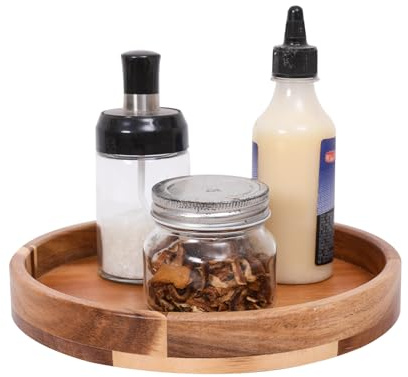 SOMEDA® Drehbare Holzschale – 25 cm Lazy Susan aus Akazienholz, perfekte Dekoschale für Küche & Esstisch, Obstschale & Servierschale