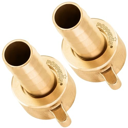 Poppstar 2x Schlauchverbinder IG 1/2 Zoll Messing (inkl. Überwurfmutter mit Flachdichtung) auf Schlauchtülle 1/2 Zoll (12,7mm)