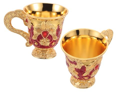 LIGIGWASH 2 Piezas Taza Purificadora De Agua Copa De Cáliz Vintage Medieval Copas De Cáliz Diseño De Flores Relieve Para Uso El Hogar Oficina Decoración Para Fiestas De Aleación De Zinc