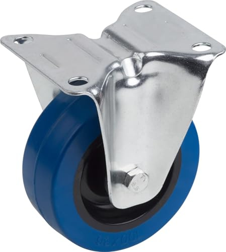 Metafranc Bockrolle Ø 100 mm - 105 x 80 mm Platte - Elastisches Vollgummi-Rad - Weiche Lauffläche - Rollenlager - 150 kg Tragkraft/Transportrolle/Möbelrolle/Schwerlastrolle / 802620