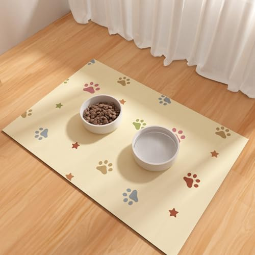 Bleswin Futtermatte für Haustiere 30 x 50 cm, saugfähige Unterlage für Hundenäpfe, Bodenmatte für Hundenäpfe, rutschfeste Matte für Hunde, Napfunterlage für Welpen, die zum Spritzen neigen, Beige
