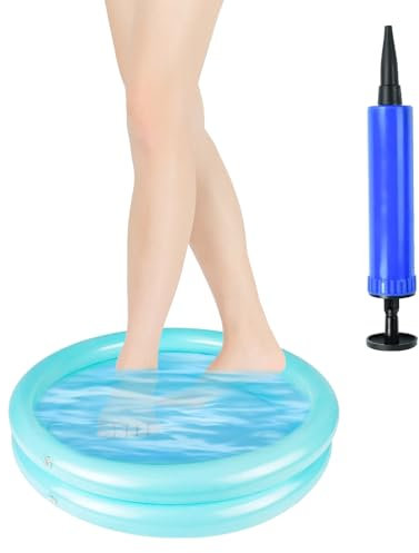 ARTGUTS Piscina gonfiabile, in PVC, per la pulizia dei piedi con pompa a palloncino, per piscine, casa, spa, vasca idromassaggio (rotonda, blu)