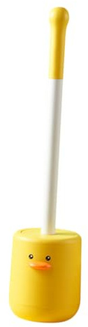 Brosse de Toilette Longue avec Support, Manche Long, Nettoyage | Pp et Tpr, Base Incluse, Forme Canard Jaune, pour Maison et Salle de Bain