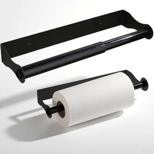 Küchenrollenhalter, Küchenrollenhalter ohne Bohren, Küchendeko und Küchenzubehör, Schwarz, 32 cm für Küche und Bad, Moderner Küchenrollenhalter Wand