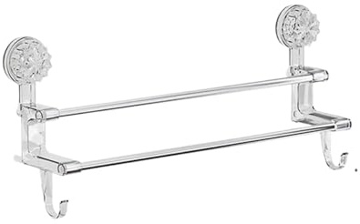 Toalleros de Baño Sin Taladro Soporte for toallas con ventosa, barra de toalla autoadhesiva for ducha, estante de almacenamiento de toallas de baño de acero inoxidable con gancho(38.5x10.5x21cm)