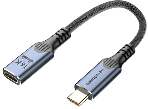 BAWIOFIAU usb verlängerung kurz 0,3m Kompatibel für thunderbolt 5 verlängerung,USB C anf USB C Lade Kabel 80Gbps,USB5 Verlängerung16K/8K/4K@60hz video, usb c verlängerungskabel 240w