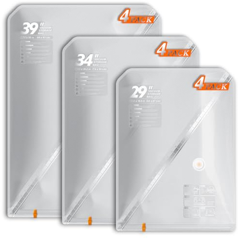 Vacbird Vacuum Storage Bags,Double Zip Seal Reusable Space Saver Bags for Clothes,Travel,12 Pack